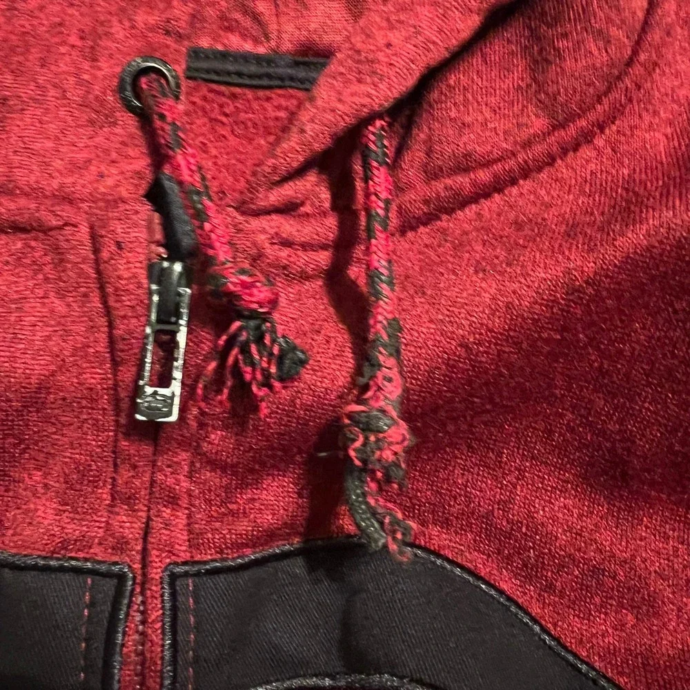 Ecko Unlimited Mens Full Zip Hoodie Red Black Logo Spellout Pullover L - Picture 8 of 8